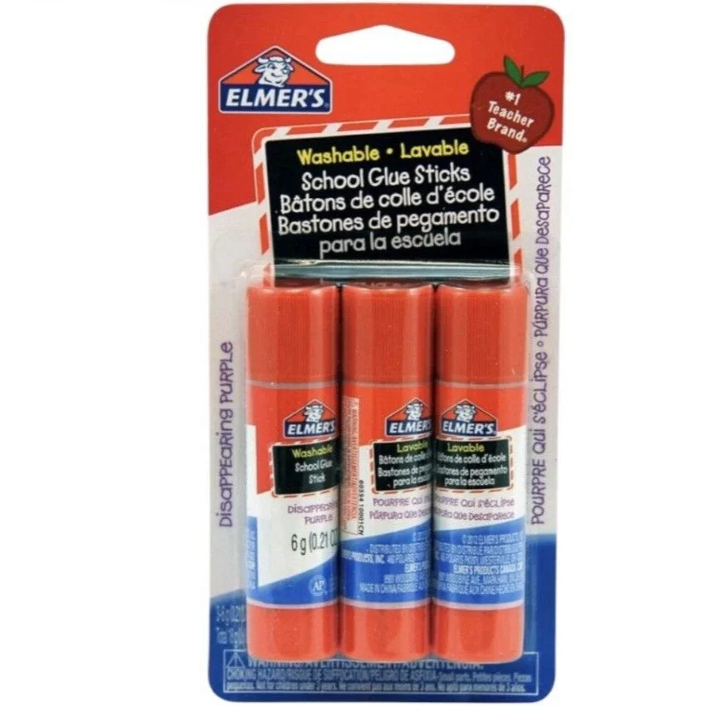 2x Elmer's Washable Disappearing Purple School Glue Sticks 3 Each
